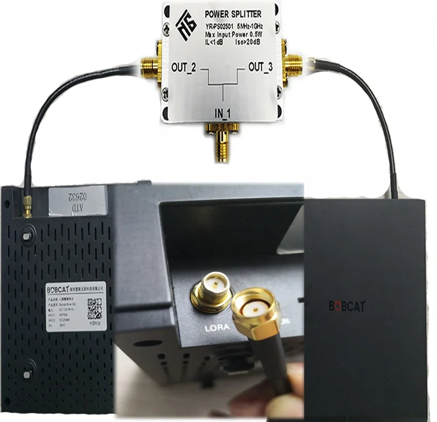 NST Low Insertion Loss 2 Way Power Splitter 5-1000MHz Helium LoRa 868MHz 915Mhz Antenna Splitter High Isolation SMA Connector