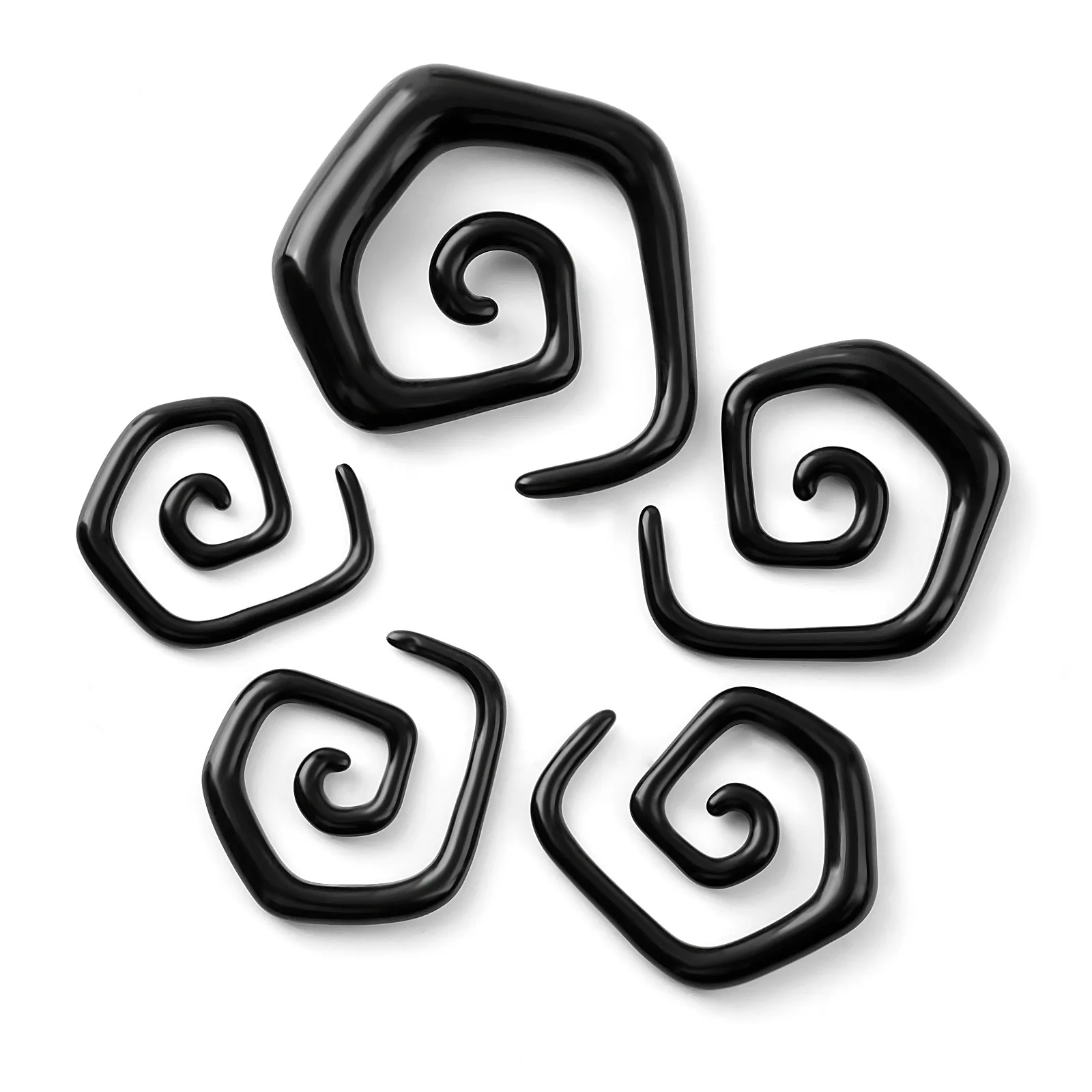 New Black Triangle Acrylic Spiral Taper Flesh Tunnel Piercing With Man Ear Stretcher Expander Stretching Plug Snail Ear Plugs