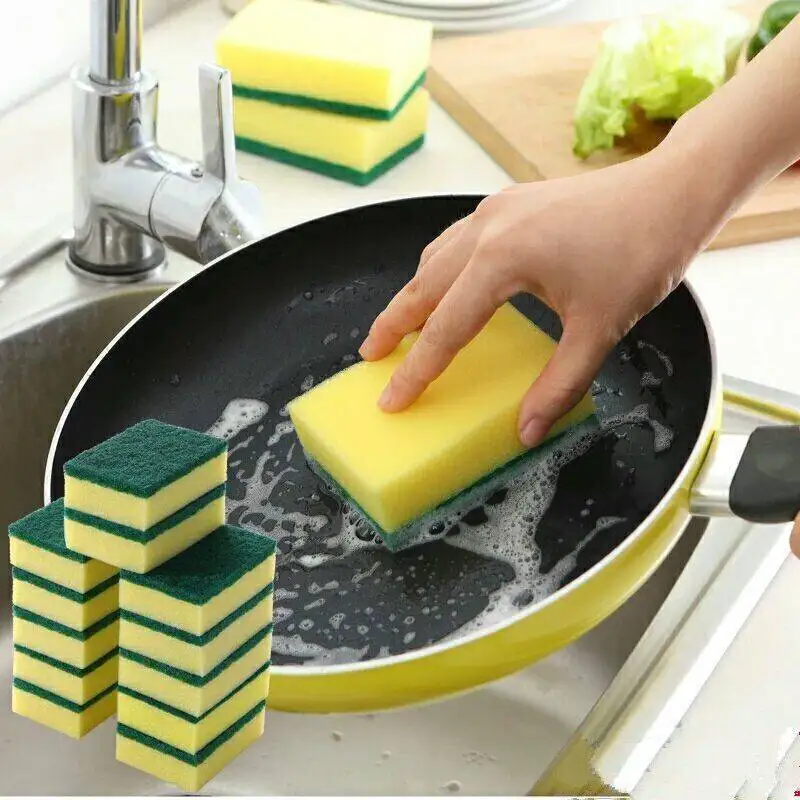 Губка для мытья посуды толстая кухонная Мочалка кастрюли спонжи