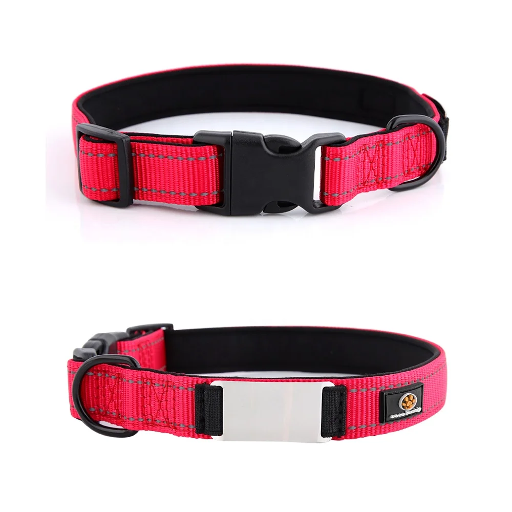 2023 New Design Personalized Dog Collar Removable Nameplate Metal Iron Sheet Reflective Nylon Dog Collar