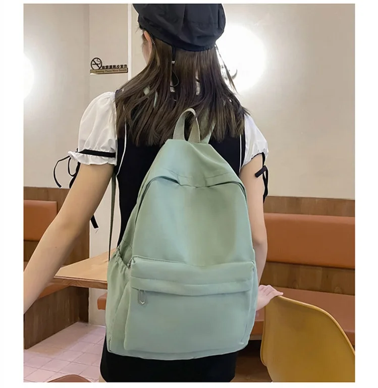 Custom LOGO Candy Color School Backpack For Women Leisure Travel Shoulder Bag Zipper Large Capacity Student School Bag
