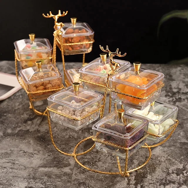 Unique Glass Fruit Plate Party Candy Rack Display Household Glass Serving Dish Set With Lid