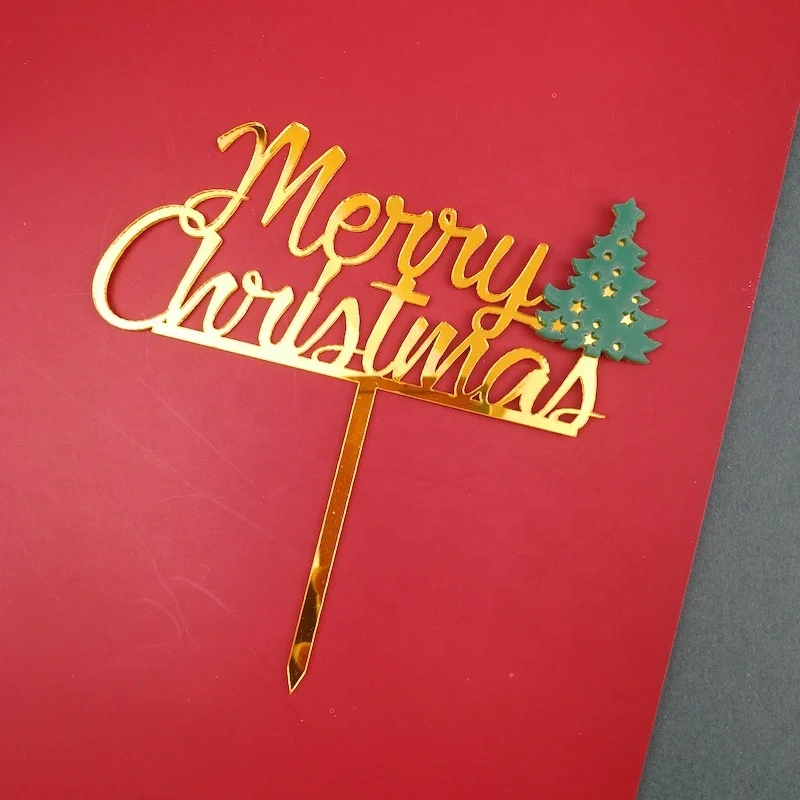 Christmas cake decoration merry christmas acrylic custom cake topper