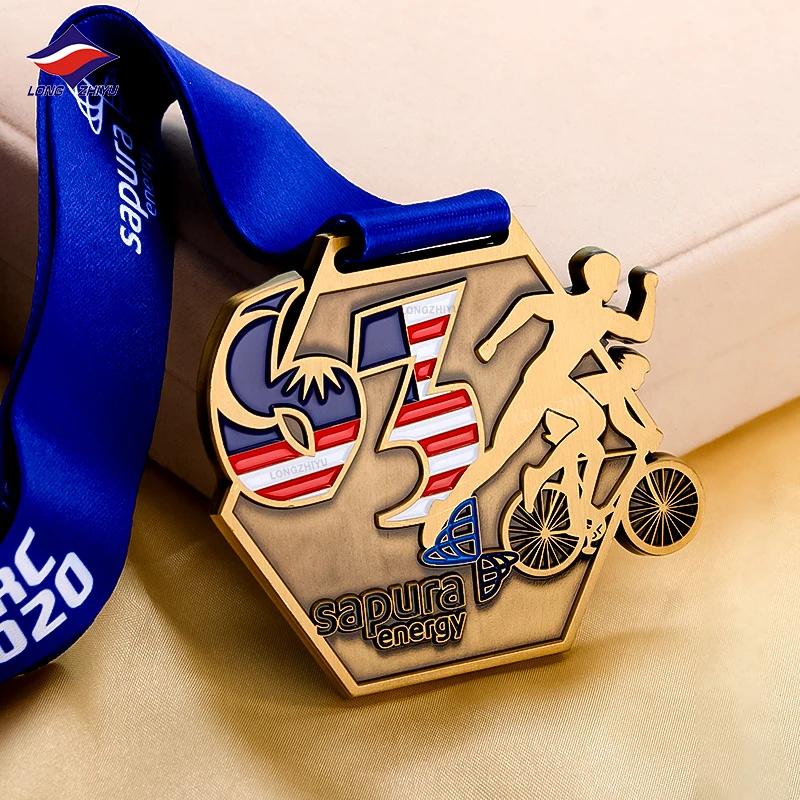 Longzhiyu Custom Engraved Metal Medallions Golf Ball Marker Miraculous Medal with Logo Ribbon Metal Crafts