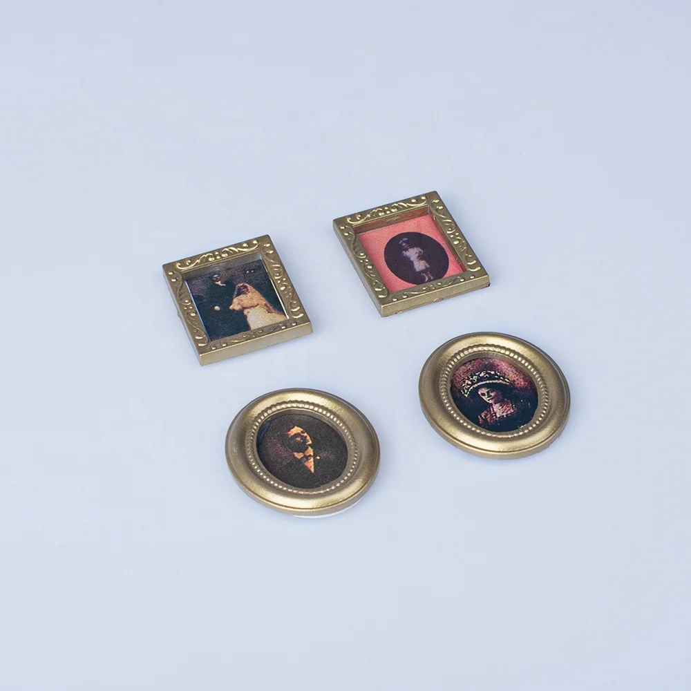 1/6 1/12 Doll House Simulation Miniature Mini Gold frame model Decoration