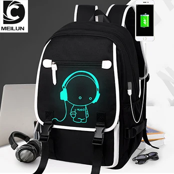 
School Bags Luminous Backpacks With Usb 3 Pcs Set Custom Logo Travel Backpack 
