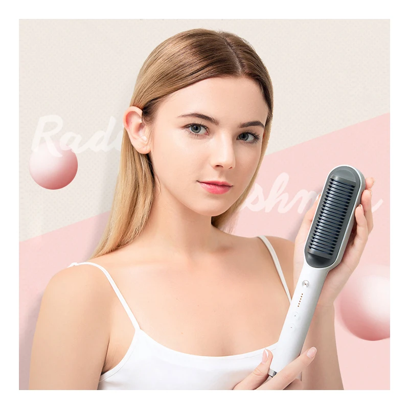 Curl SAnd Straight Beauty Care Infrared Professional Hair Straightener Brush Ceramic Heated Straight Hair Comb