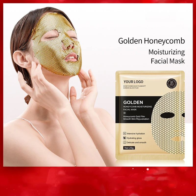 Wholesale gold mask Honey Hydrating Moisturizing Anti-aging Honeycomb soft carbon double membrane cloth Facial Sheet Mask