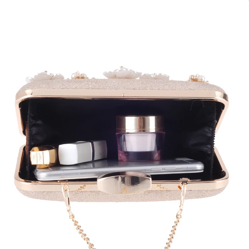 Newest Customized Private Label Cluth Women Evening Bags With Beautiful Flower Decoration