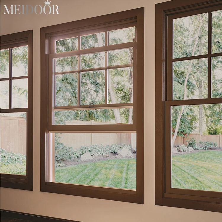 Custom impact hurricane window american triple pane Aluminum Glass black top hung window with screen Single Double Hung Windows