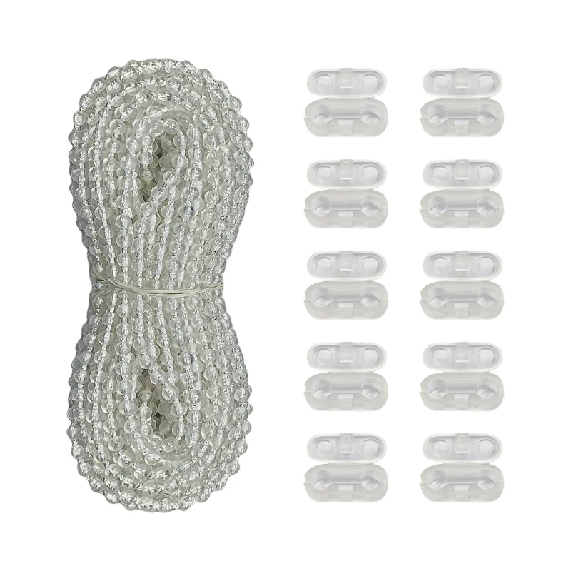 Wholesale price plastic Blinds Beaded Chain Cord with 10 pcs Clear Connector Clips for window blinds