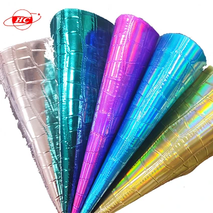 PU leather Laser Crocodile pattern customized 1.0mm leather pu synthetic leather for bags, backpacks