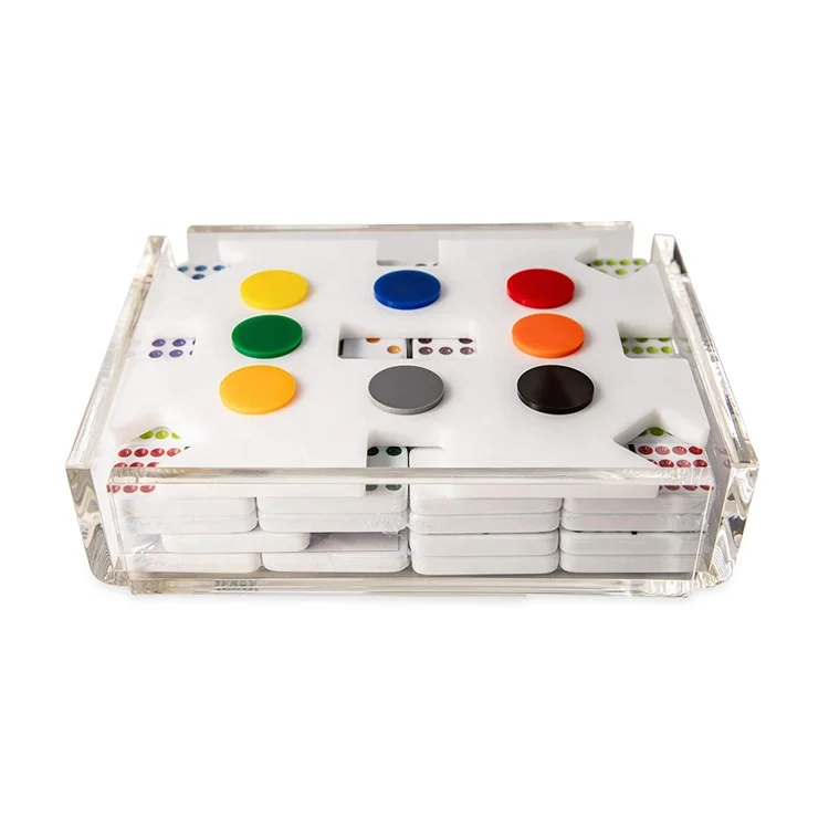 Modern Mexican Train Dominoes Set Double 12 Domino Train Game Set Clear Acrylic Dominoes Set For Adults