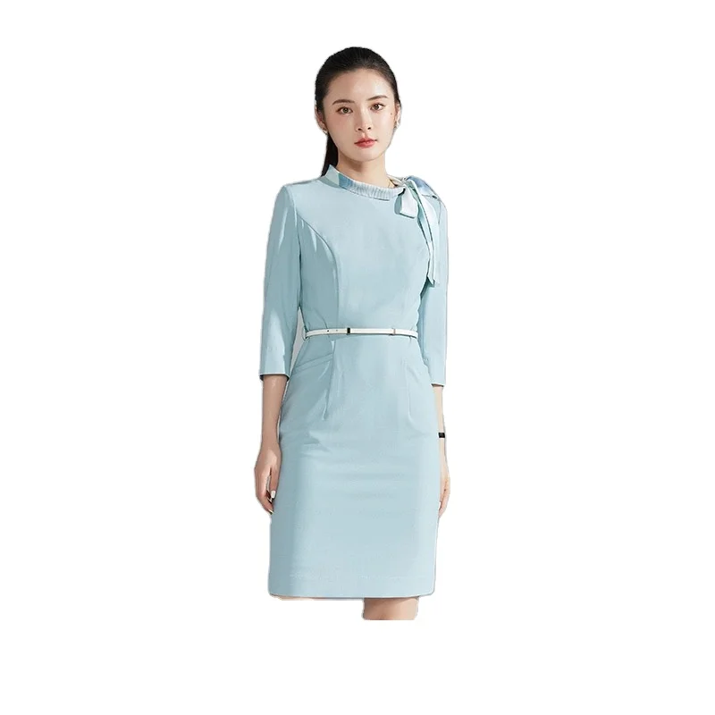 Custom High Quality Red Airline Uniform Flight Attendant Wear Air Pilot Stewardess Coat and Skirt Set For Stewardess