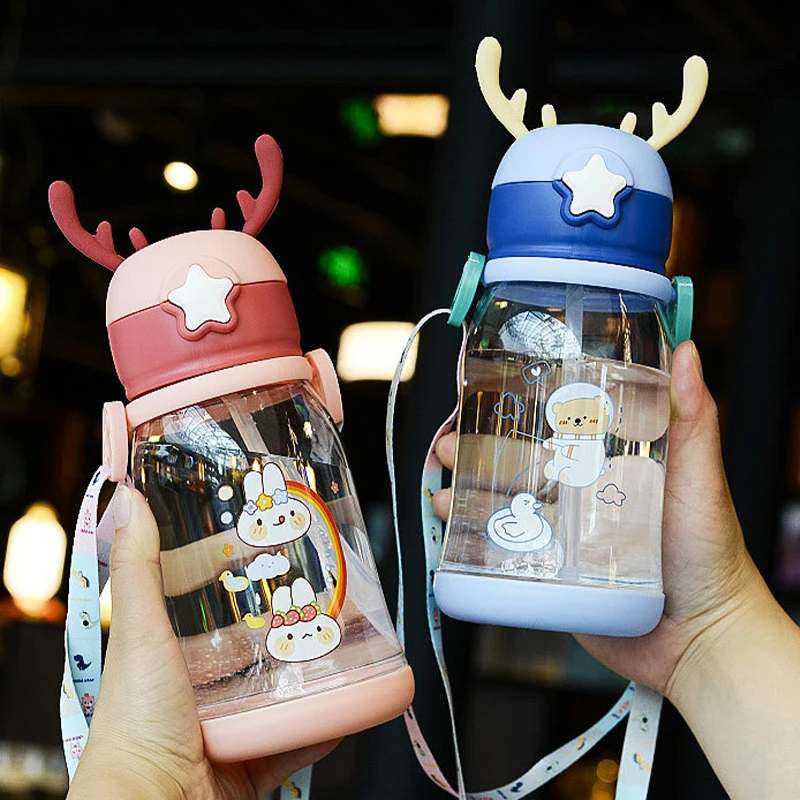 480 мл бутылка для воды в виде героев мультфильмов, для детских бутылочек с соломинки Герметичная Бутылка воды детская бутылка для детей из нержавеющей стали для школы