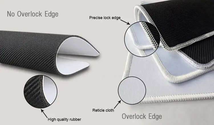 Natural rubber custom oppai sublimation blanks white edge stitching overlock Pad Mouse Pad Mouse