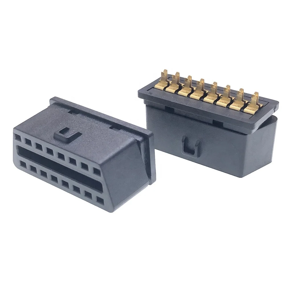 Прямоугольные штыри 16 Pin OBD 2 OBDII Штекерный разъем OBD2 16-контактный адаптер jзубчатый и