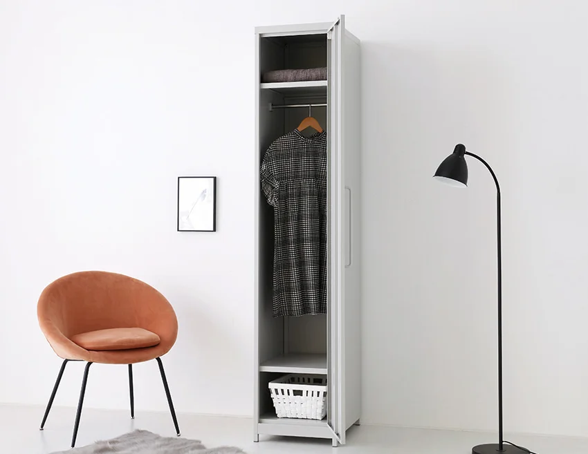 
2021 hot sale bedroom livingroom 1 single door metal storage wardrobe 