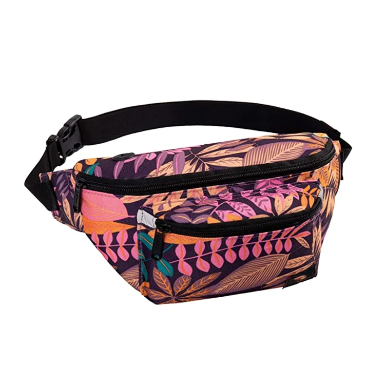 BSCI Auchan Carrefour FSC GRS certificated 600d polyester waist bags for men fanny pack gym bag