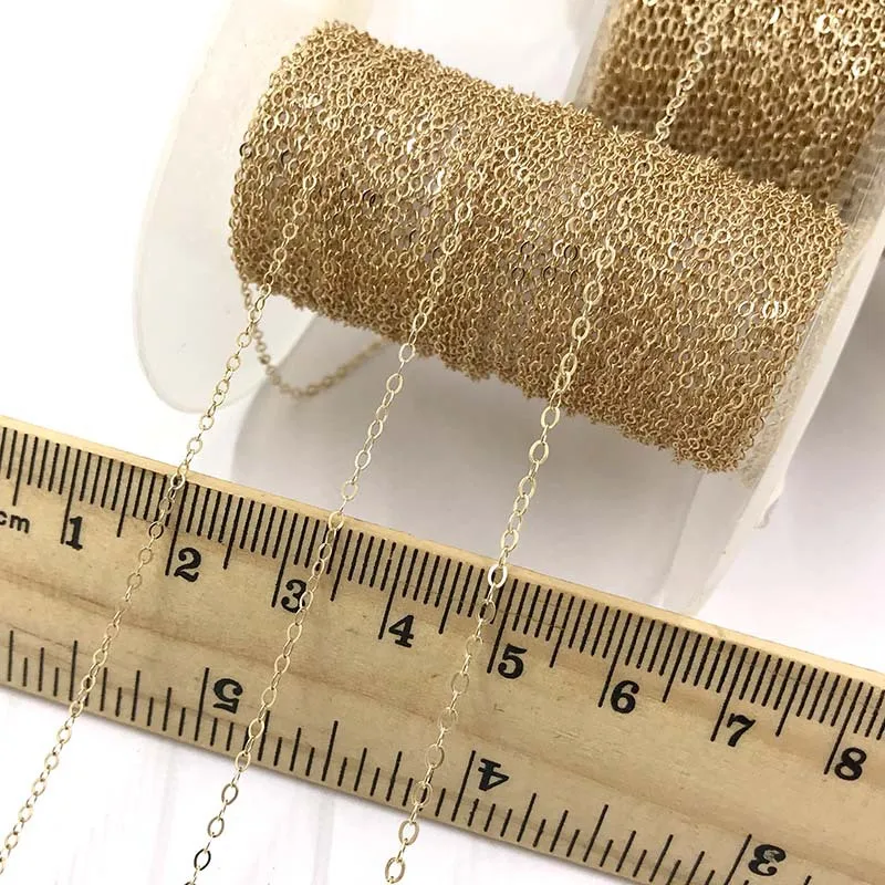 Fashion Permanent Jewelry Hot Sale Flat Cable Chain for Women Men Jewelry Making 14K Gold Filled Chain