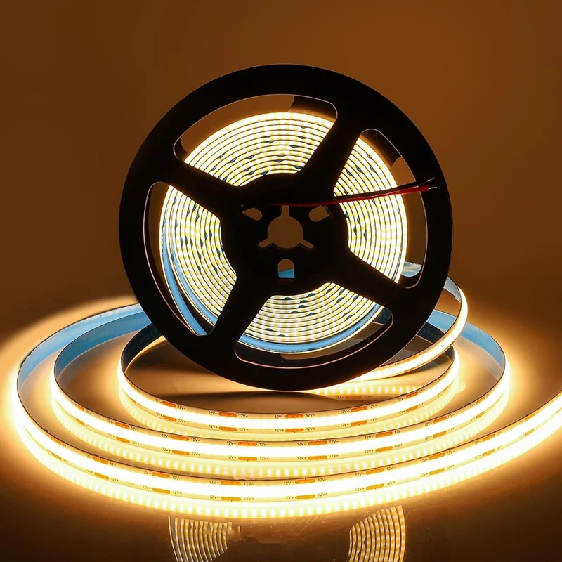 Dual Color Temperature Light Emitting Diode Cob Led Strip DC12v 24v 608LED 12w Dimmable ip20 Dual Color Cob Strip Lights