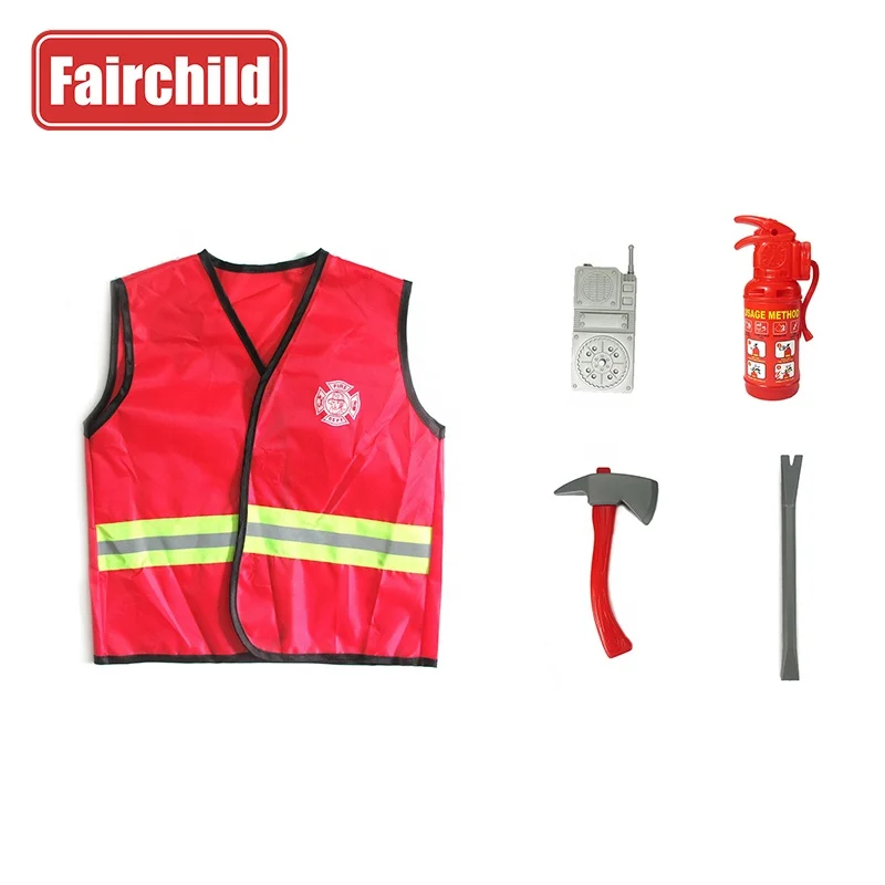 Cosplay Costume Fire Police Pretend Role Play Gift Set Career Costumes and Character Costumes Flame Retardant Material