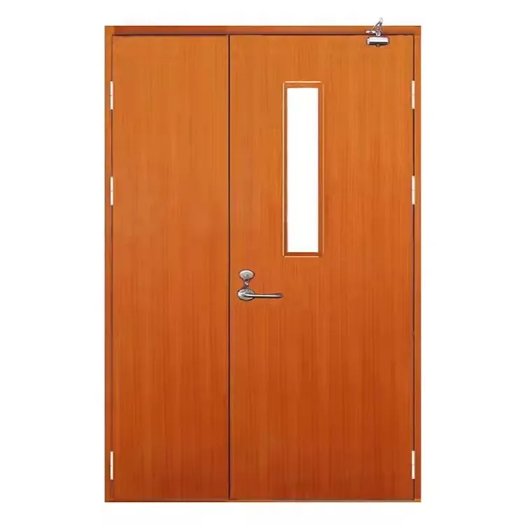 Simple style solid fire wood door hotel, residential application paint finished fire door sample customization