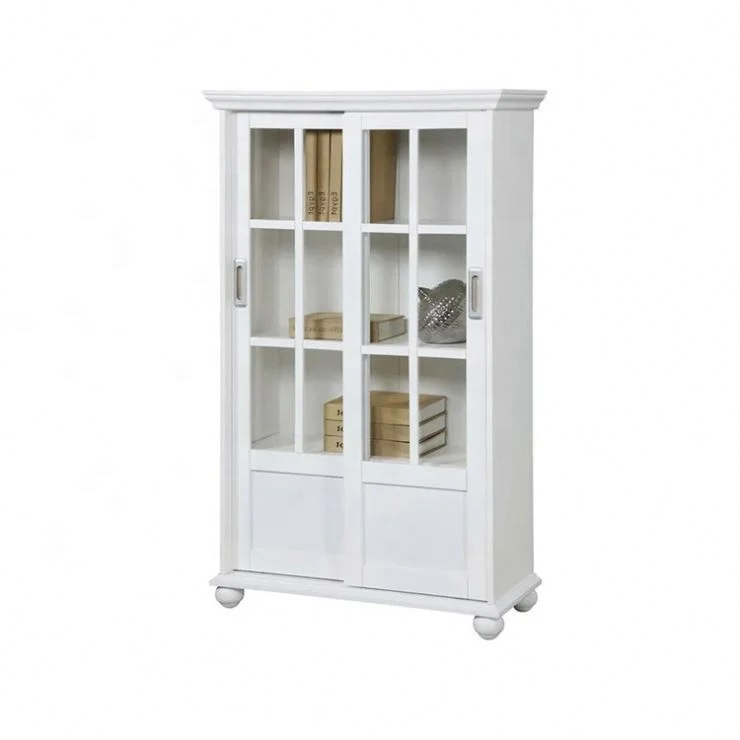 White Useful Family Office Multifunctional Wood Book Shelf Bookcases on the Ground