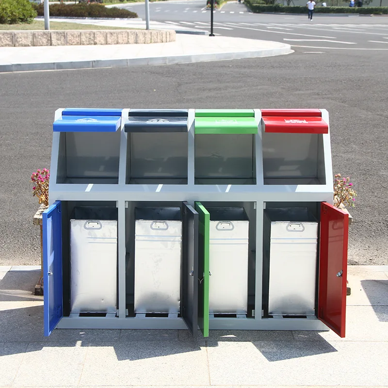 Compartments Classified Recycling Litter Bins Double Multi Functional Waste Container Outdoor Trash Can With lid
