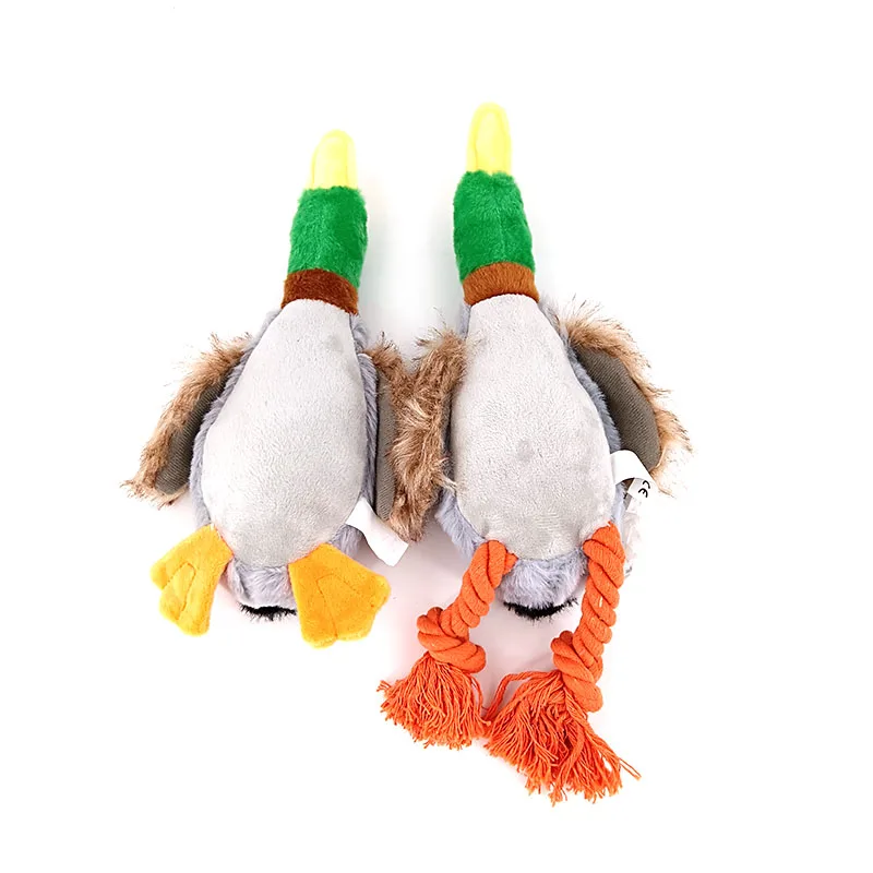 Cute Plush Duck Sound Toy Stuffed Squeaky Animal Squeak Pet Dog Toy Cleaning Tooth Dog Chew Rope Toys