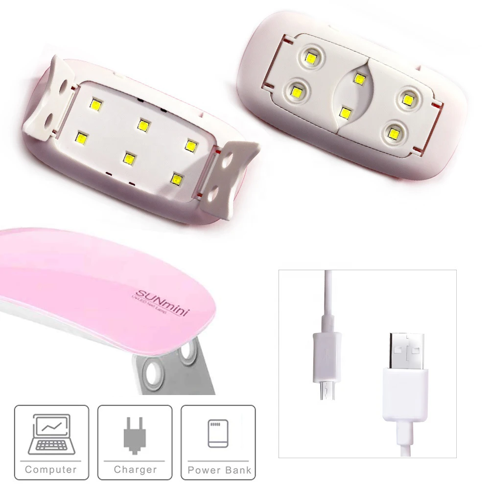 Rts Sun Mini 6W Mini Uv LED Nail Lamp Easy To Put In Pockets Led Lamp For Nails  Nail Dryer Uv Led Lamp Used For Beach