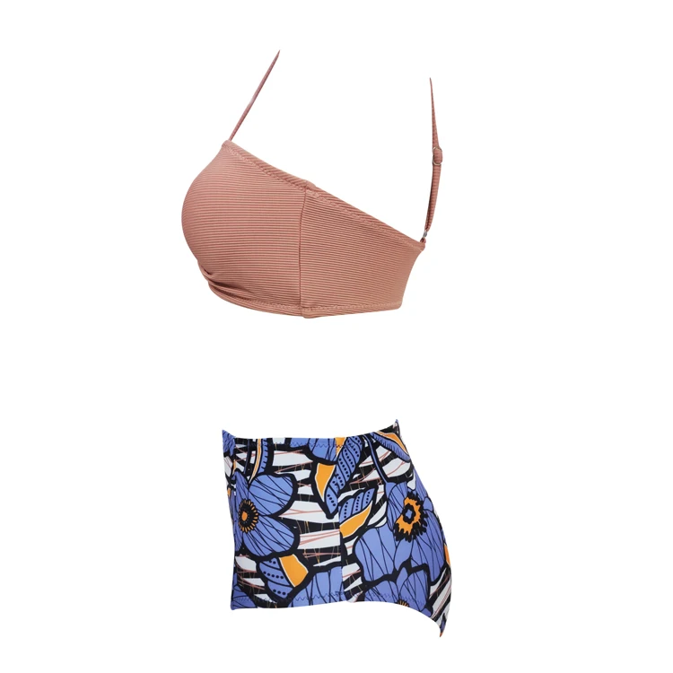 France style Flower printed Two Pieces Set bikini beachwear for lady