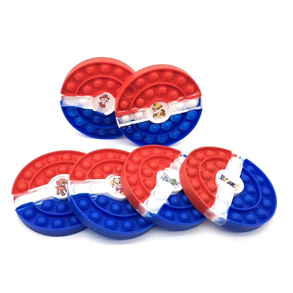 Kids Offset Printing Animated Character Paw Patriol Dogs Popit Push Bubble Fidget Sensory Toy Decompression Game Toy