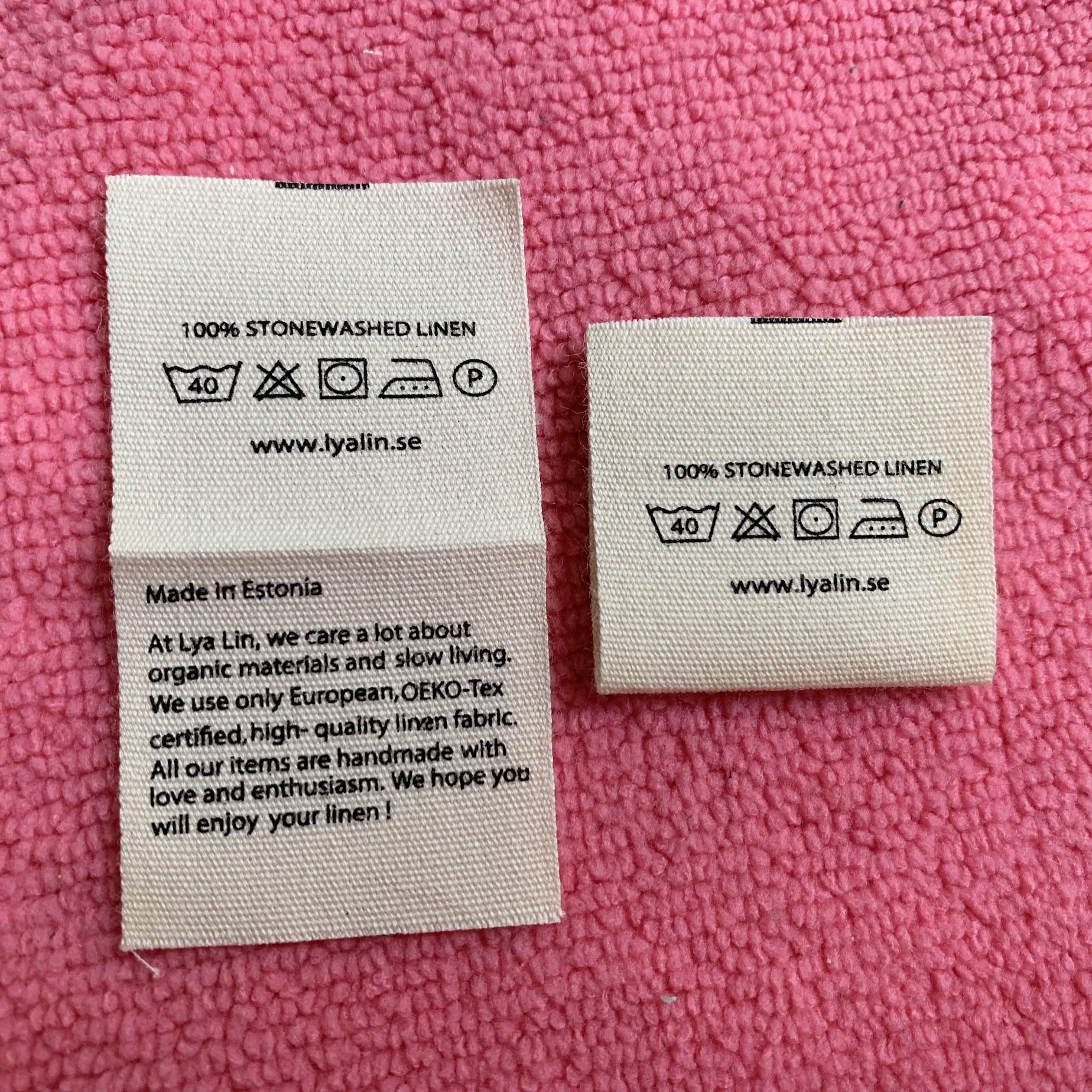 soft washing instructions cotton fabric label,double sides inside cotton label