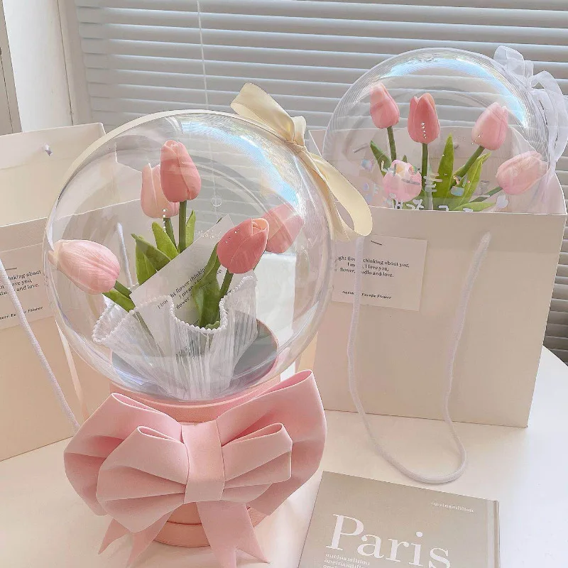 Trendy Customized Transparent Acrylic Hollow Wave Balls Christmas Valentine's Mother Day Lover Flower Bouquet Ball Gifts