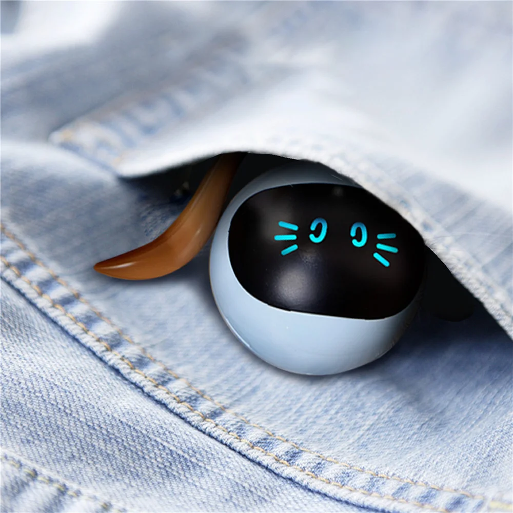 FOFOS Electric Robotic Cat Toy Smart Cat Exercise Pet Interactive LED Ball Toys with USB Charging