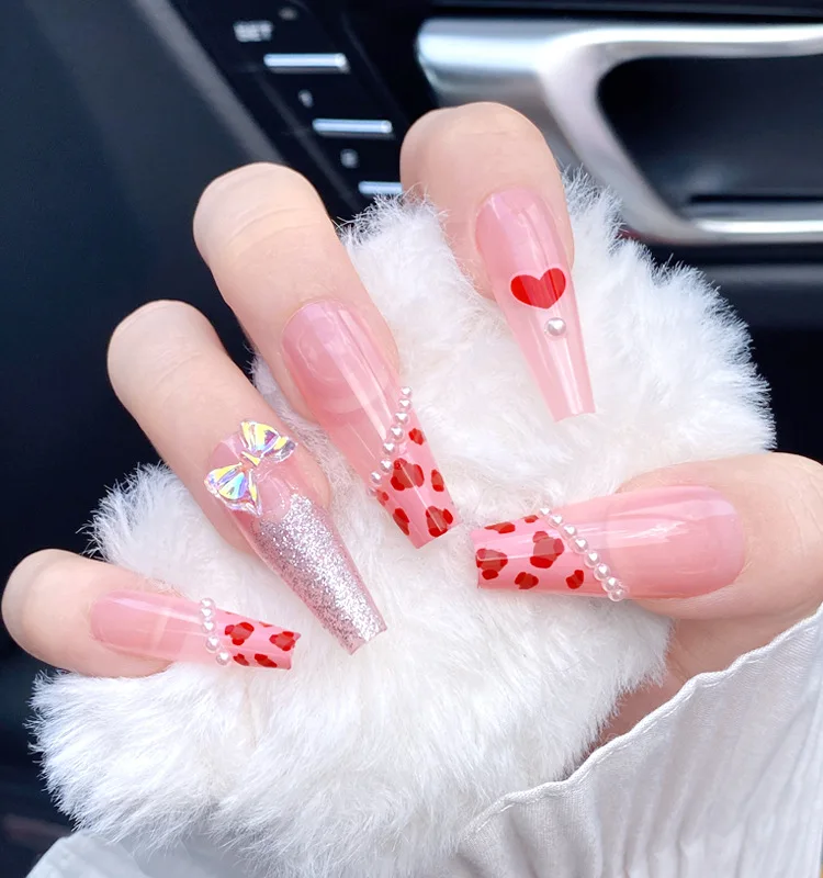 2022 wholesale custom super long french soft gel nail tip press on nail coffin thick full length full cover nail tips