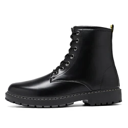 Factory Price Wholesale Classic Lace Up Design Black Leather Martin Boots For Men Shoes
