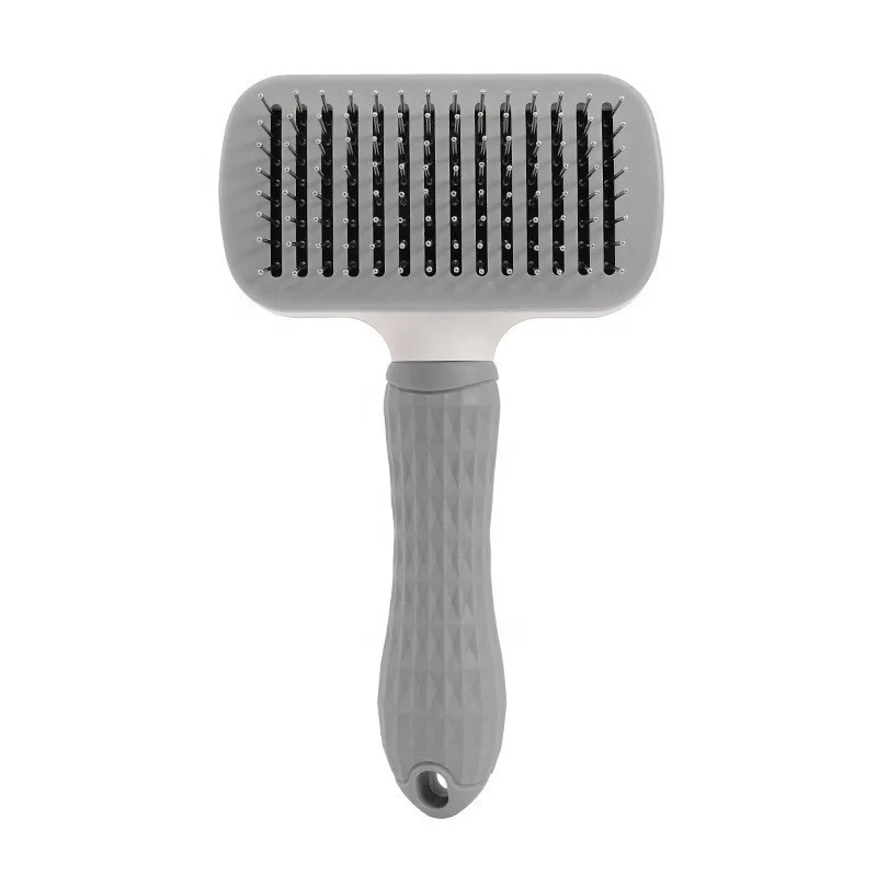 Pet grooming products stainless steel dog cat fur brush one key button pet hair remover