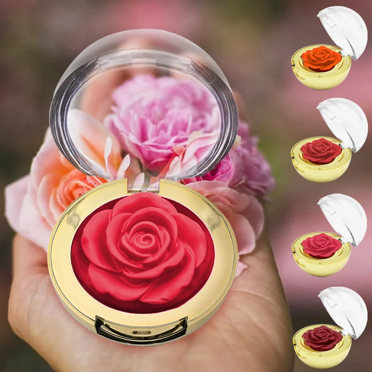 Wholesale Organic Vegan Check Contour Matte Waterproof Blusher Private Label single 3D Rose Blush