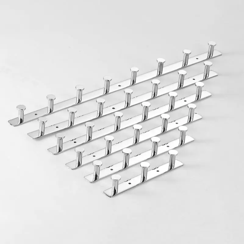 Factory Wall Mount Coat Hooks Metal Robe Rail Rack Towel Hanger 5 Tri Hooks 304 Stainless Steel Bathroom Hook
