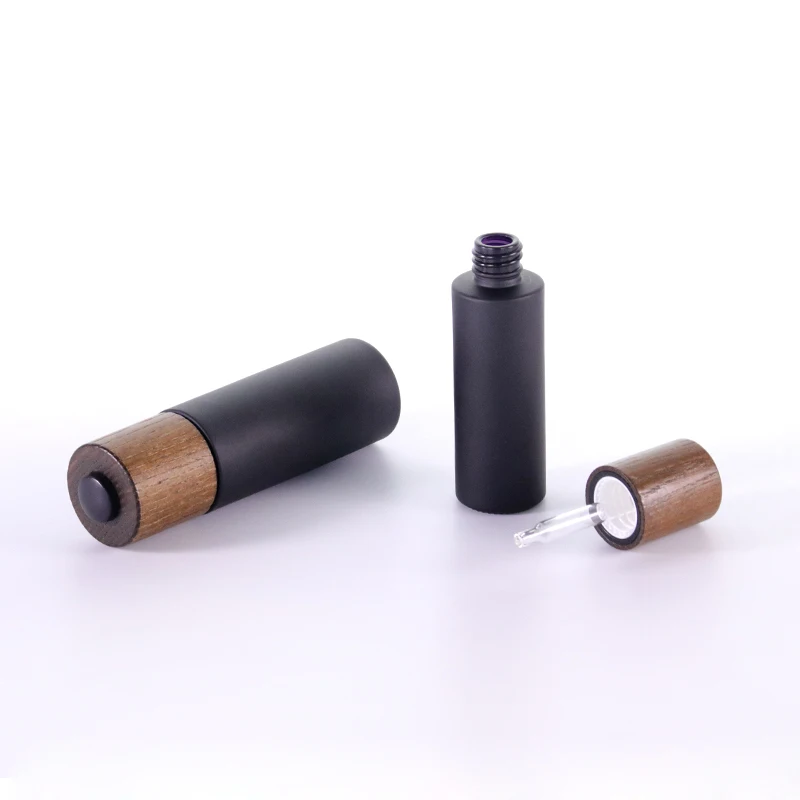Hot selling Painted Matte Black  Glass Dropper Bottles For Skin Care Essential Oils cosmetic packages and containers
