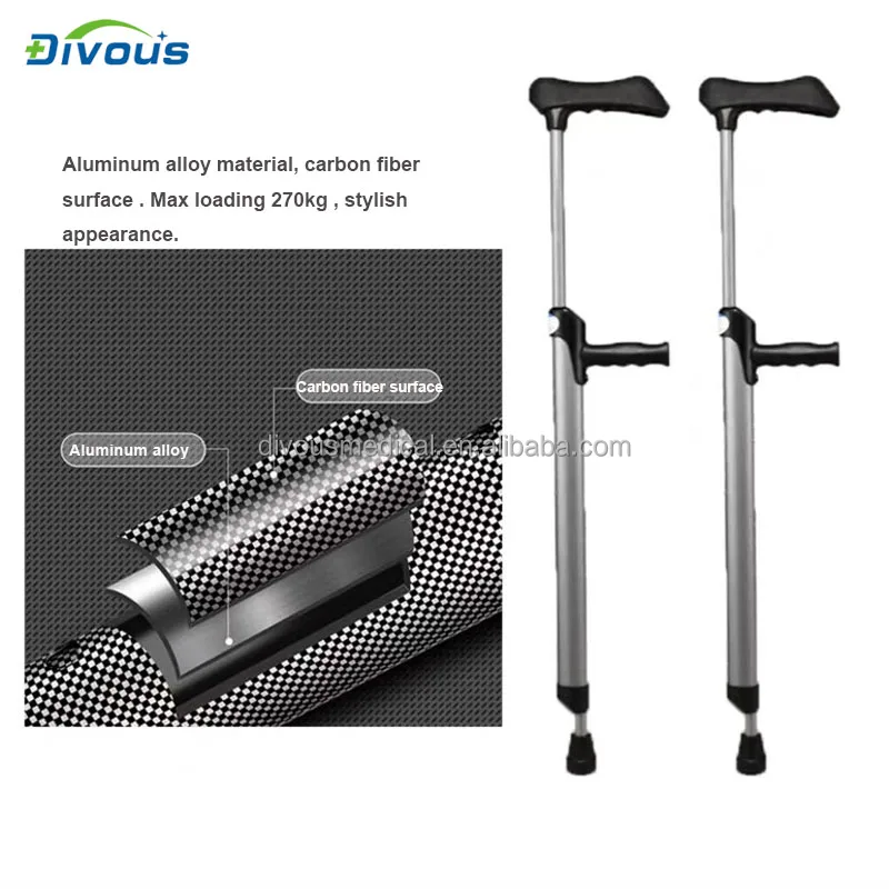 Hot Selling Aluminum Alloy Material Outdoor Travel  Adjustable Height Elderly Disabled Underarm Crutches Walker