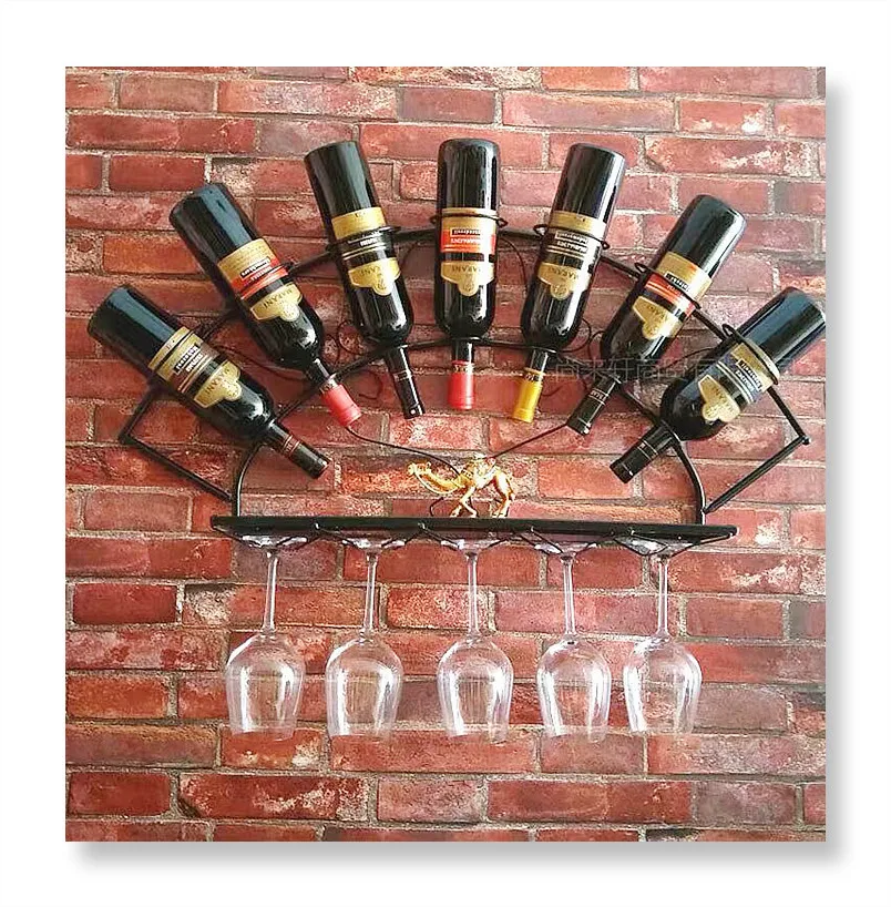 Wholesale Home Decor Kitchen 7 Bottle Holder Storage Metal Wine Rack