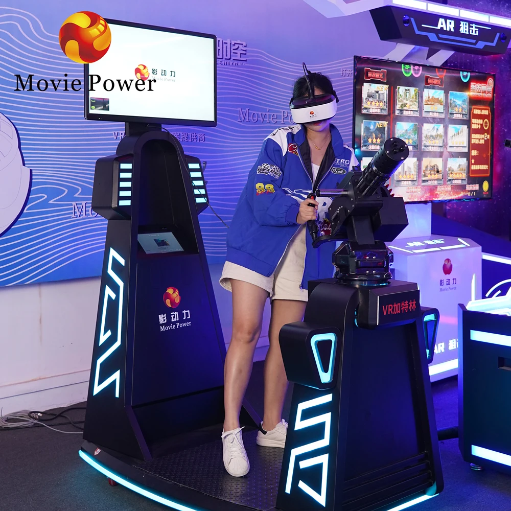 Shooting Game Machine 9D One-Player VR Fiberglass Gatling Simulator for Zombie Shooting for Educational Airport Public Venues