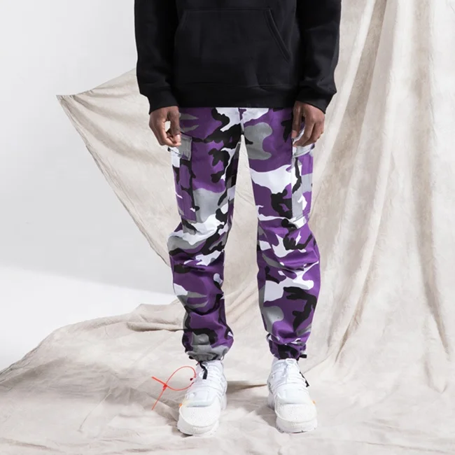 Stock fog couple straight camo printed military casual pants fashion color usa street multi pockets loose cargo pants hot sale