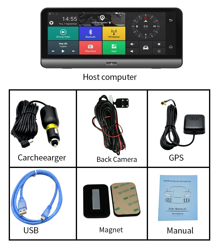 Новые 8 дюймов андроид gps-навигатор с двумя камерами автомобильная камера dvr 4G сим-карты 1080P видеомагнитофон складной dash cam Recorder