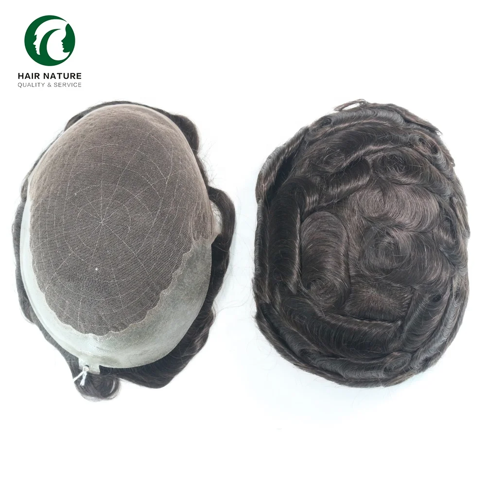 Q6 Lace Front Toupee Poly Skin Wig For Men Human Hair Replacement Natural Hairline Systems