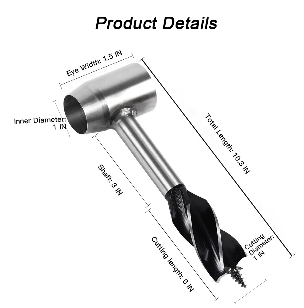 Naipu Hand Auger Industrial Outdoor Drill Set Bushcraft Survival Settlers Tool Manual Auger Scotch Eye Wood Drill Bit Hole Maker