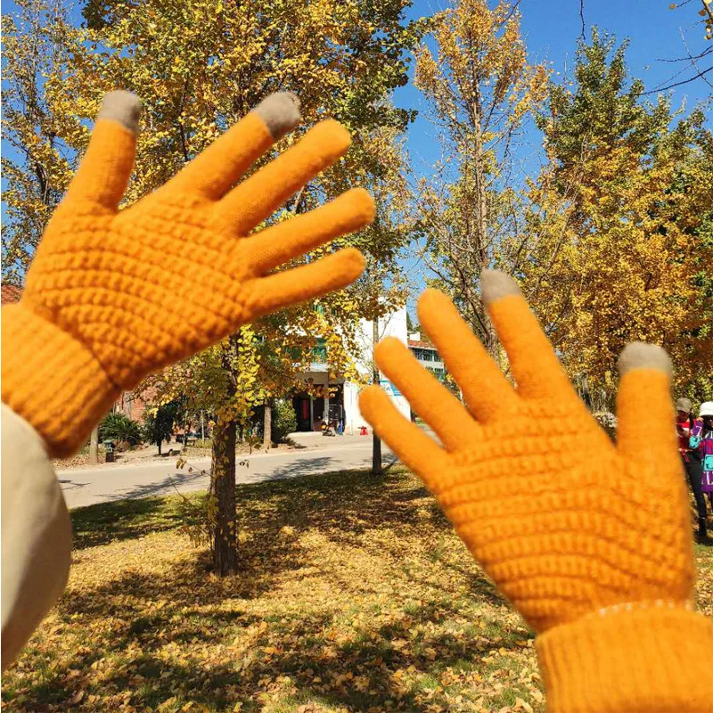 Custom Winter Touch Screen Gloves Outdoor Sports Women and Men Acrylic Thermal Knitted Gloves